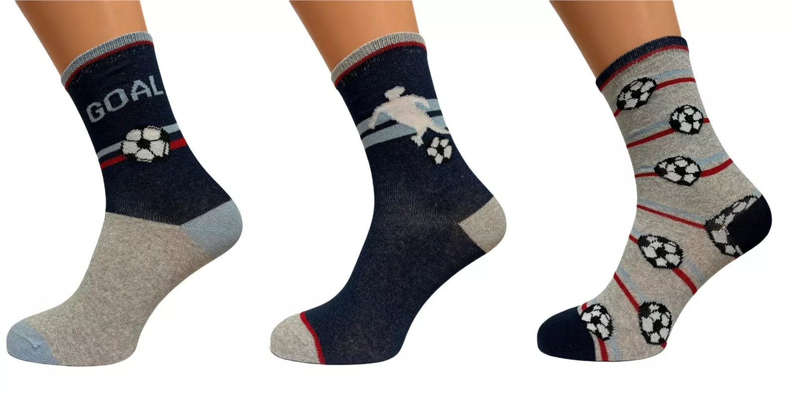 Football Themed Men's Cotton Crew Socks - Stylish & Comfortable - 3-Pack